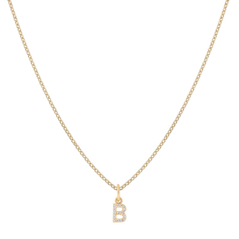 Collier lettre strass or