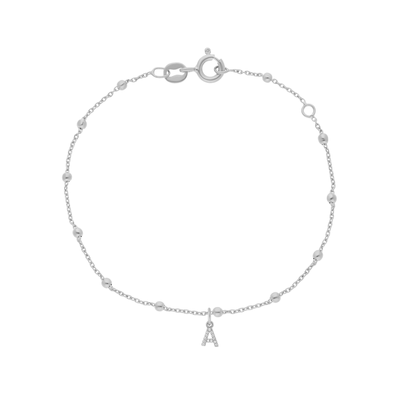 Bracelet lettre strass argent