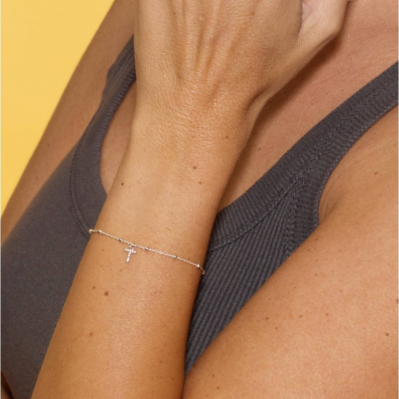 Bracelet lettre strass argent