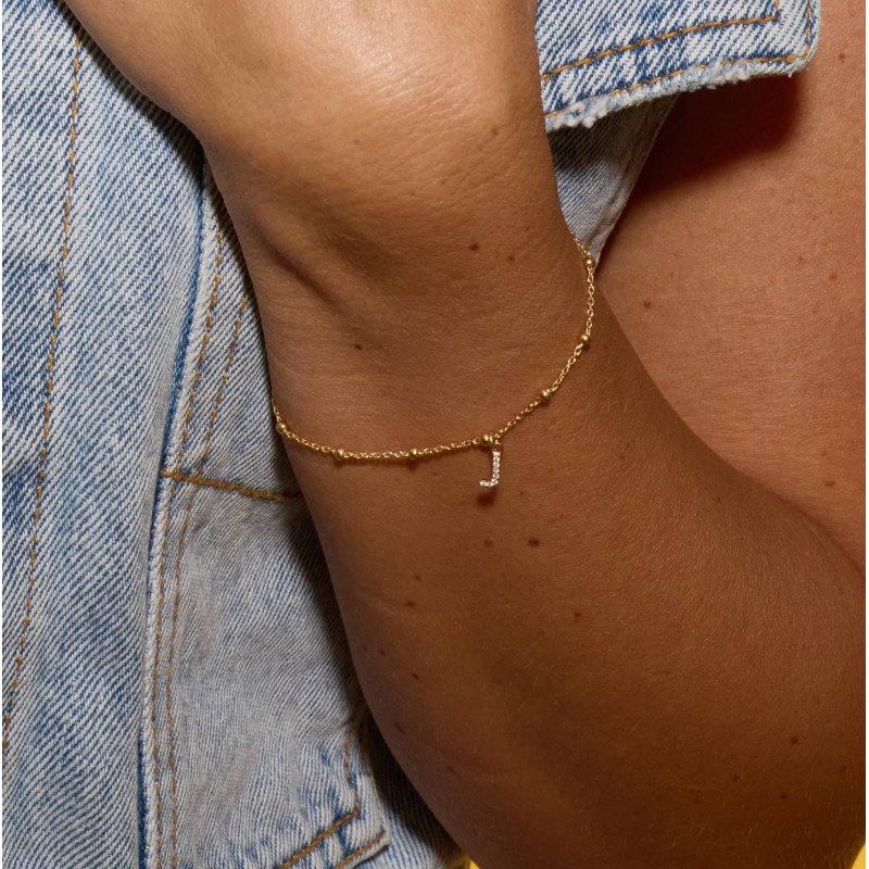 Bracelet lettre strass or
