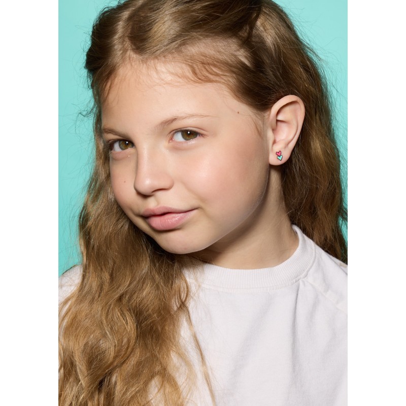 Boucles d'oreilles cœurs multicolores or