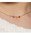 Collier Cœurs multicolores or