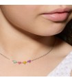 Collier cœurs multicolores argent