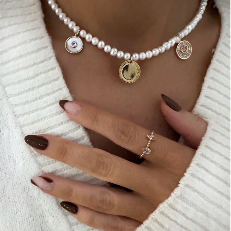 Collier de perles Trinity or