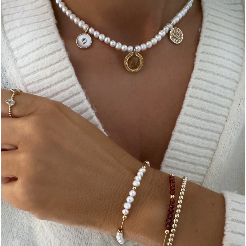 Collier de perles Trinity or