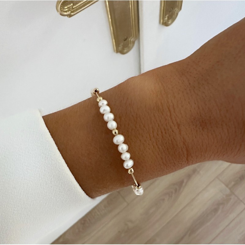 Jonc Talisman Perles d'eau douce Gold Filled