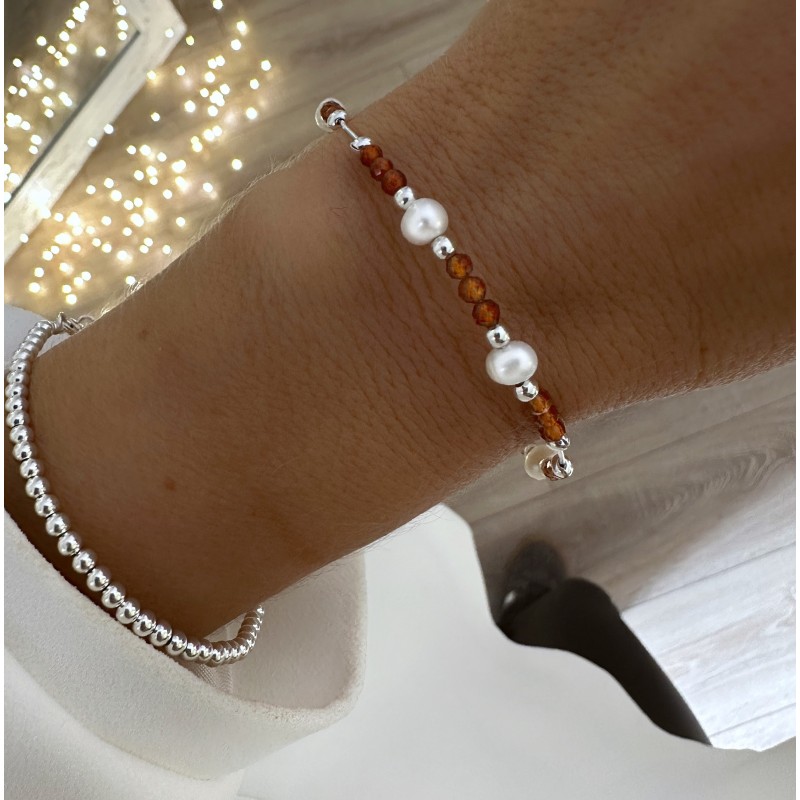 Jonc Talisman Hessonite et argent