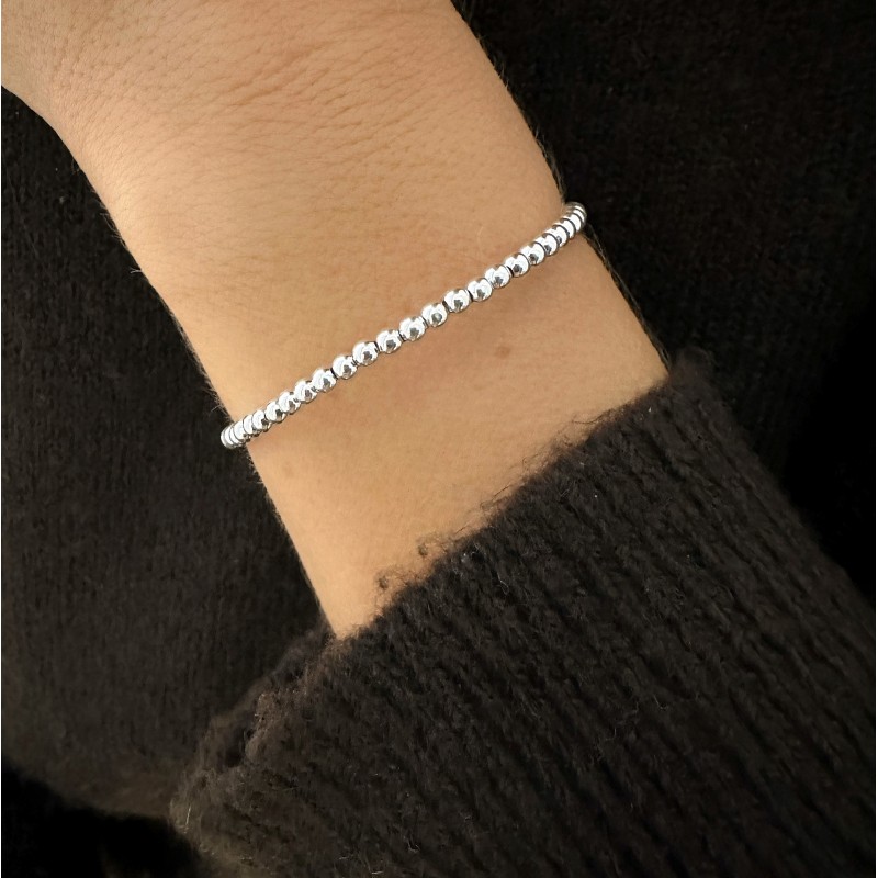 Jonc de perles femme en argent 925