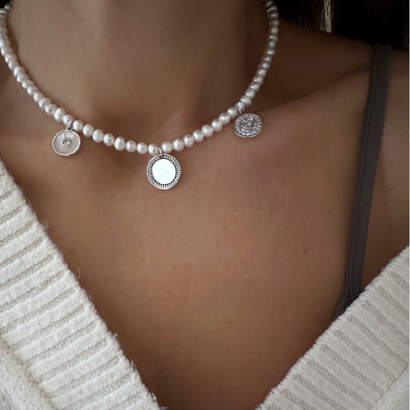 Collier de perles Trinity en argent