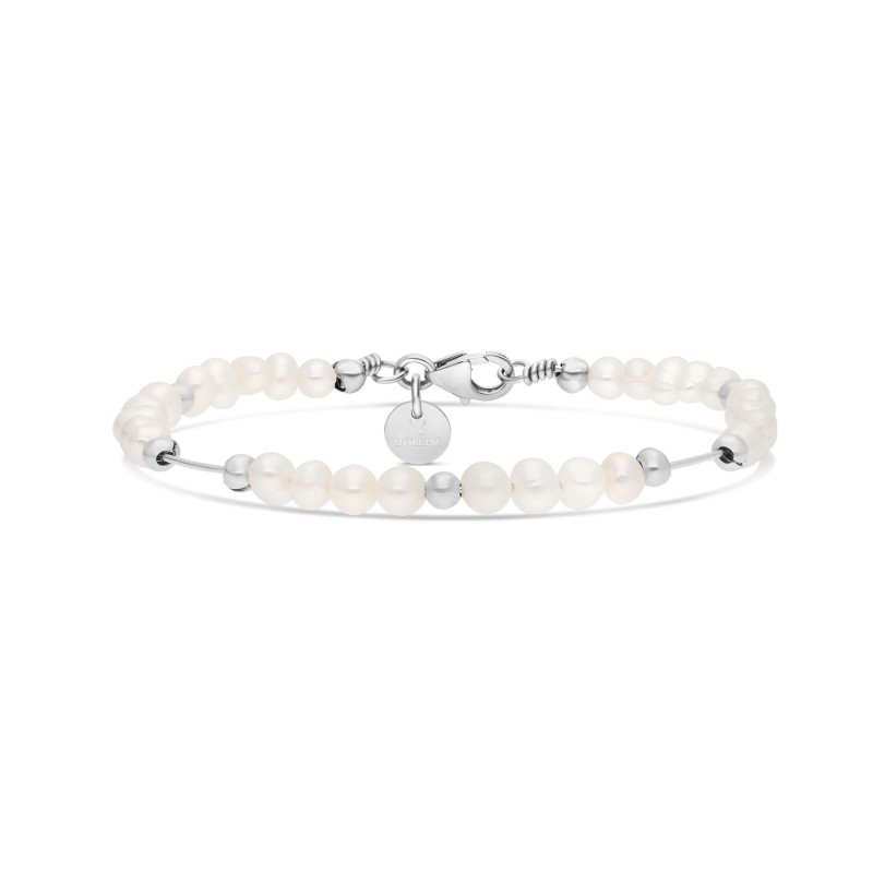 Jonc Talisman Perles d'eau douce en argent