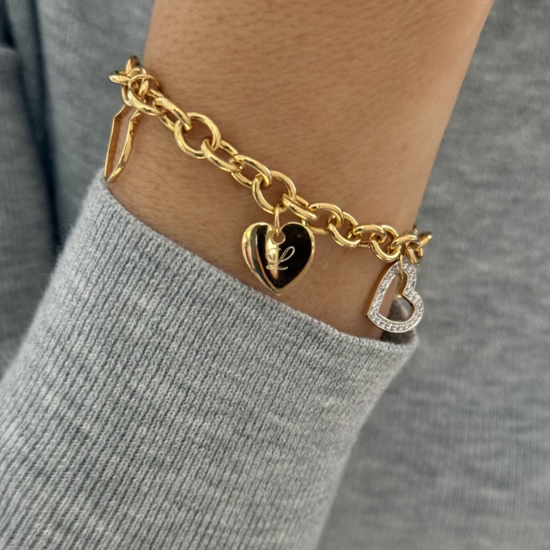 Bracelet breloques cœurs l'Amoureux personnalisable