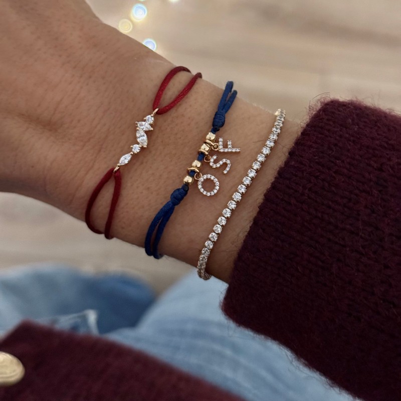 bracelet lettre strass or