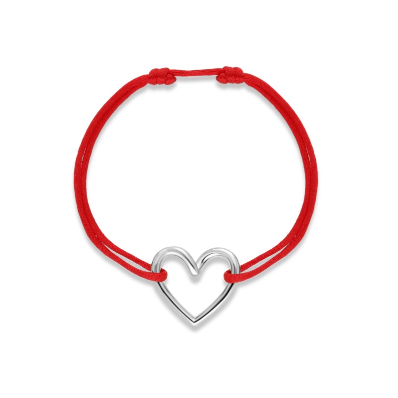 Bracelet cordon cœur en argent GM