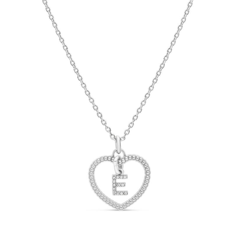 Collier cœur lettre argent