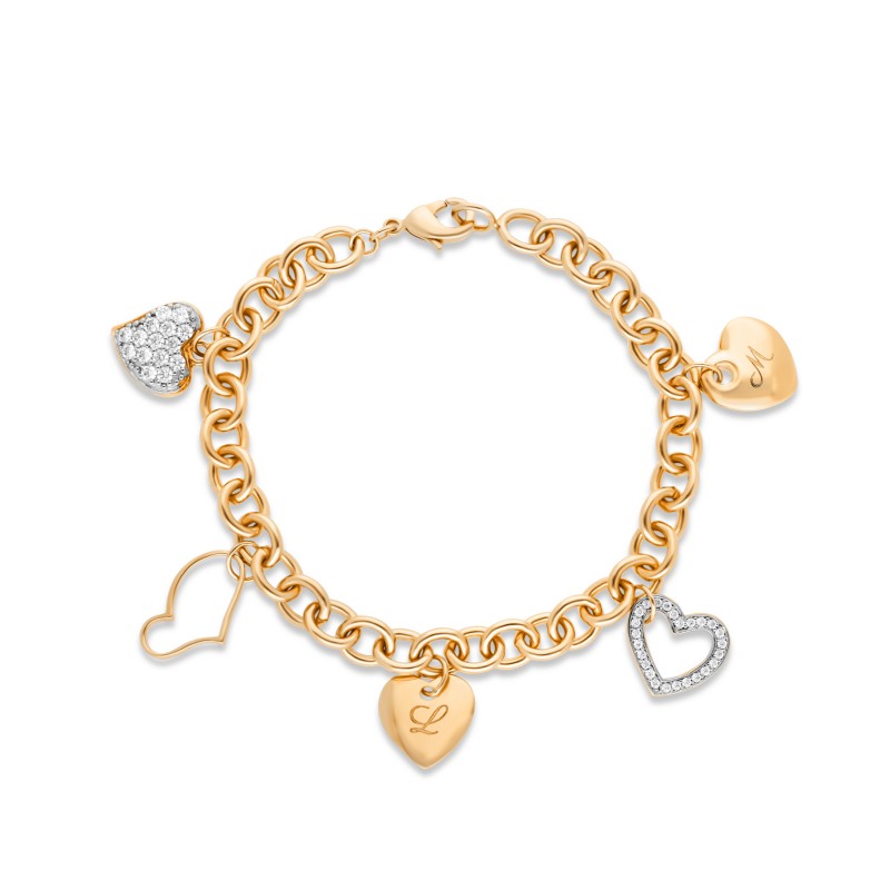 Bracelet breloques cœurs l'Amoureux personnalisable