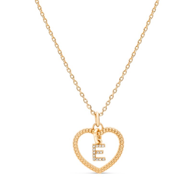 Collier cœur lettre or