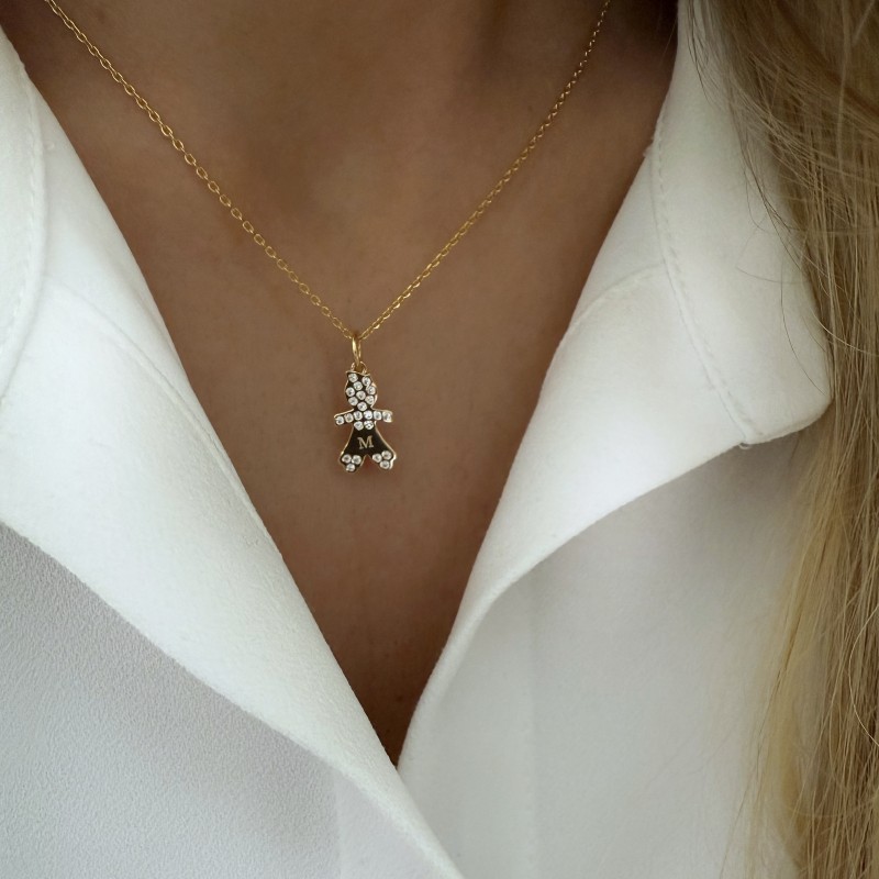 Collier chérubin garçon or à graver
