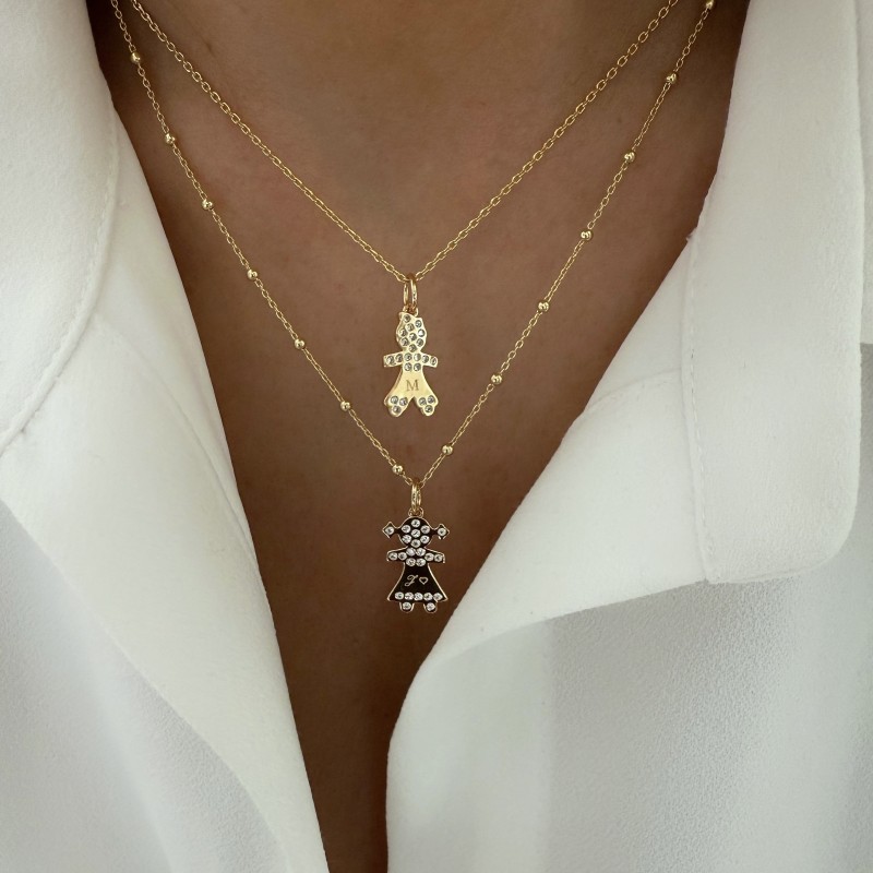 Collier chérubin garçon or à graver