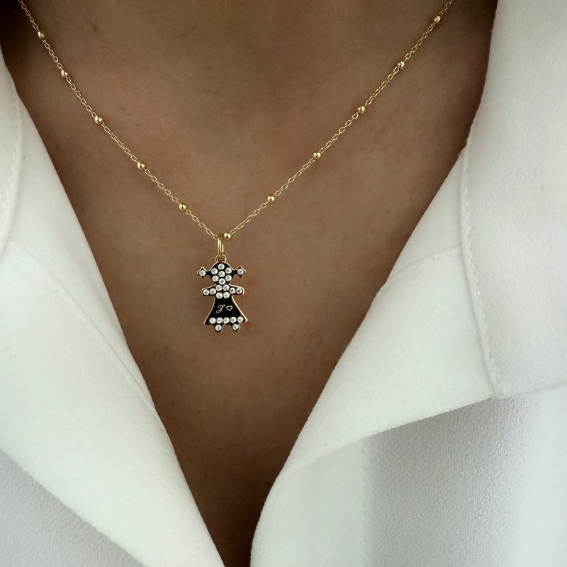 Collier chérubin fille or à graver