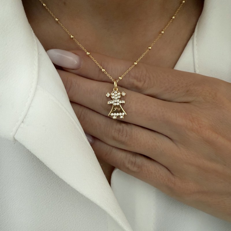 Collier chérubin fille or à graver