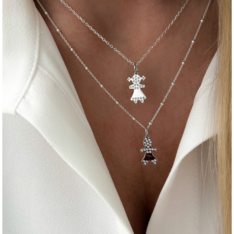 Collier chérubin fille en argent à graver