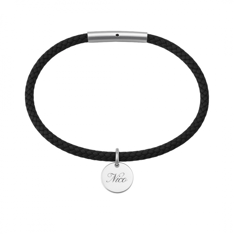 Bracelet en cuir noir Cosmos à graver