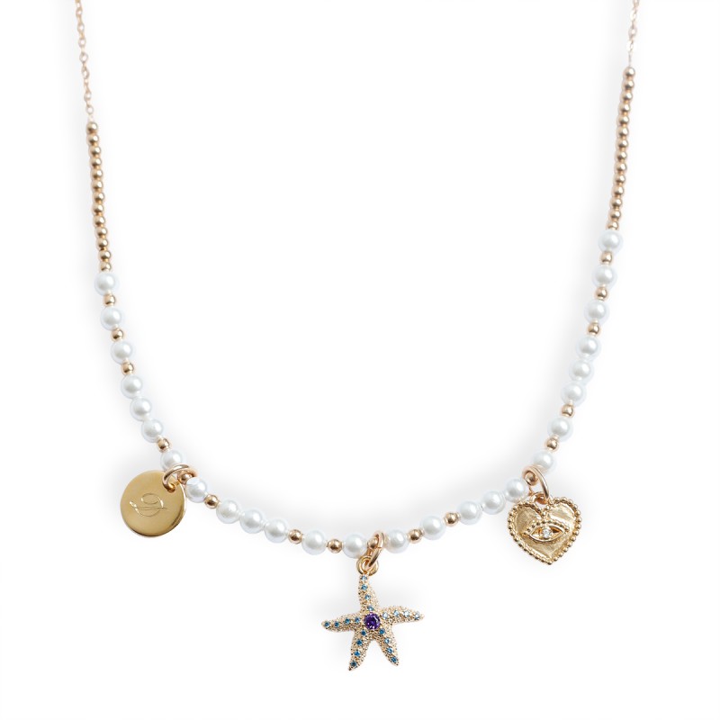 Collier Stella or et perles d'eau douce personnalisable