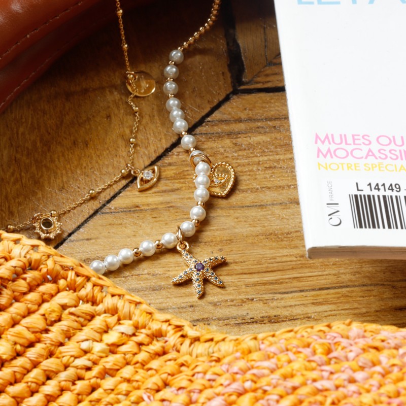 Collier Stella or et perles d'eau douce personnalisable