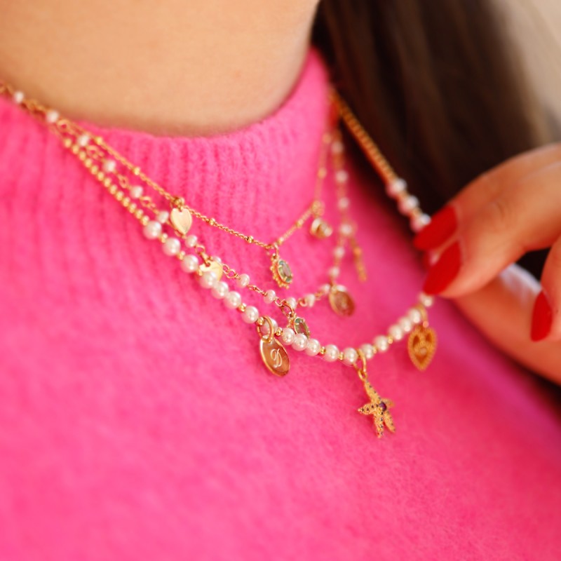 Collier Stella or et perles d'eau douce personnalisable