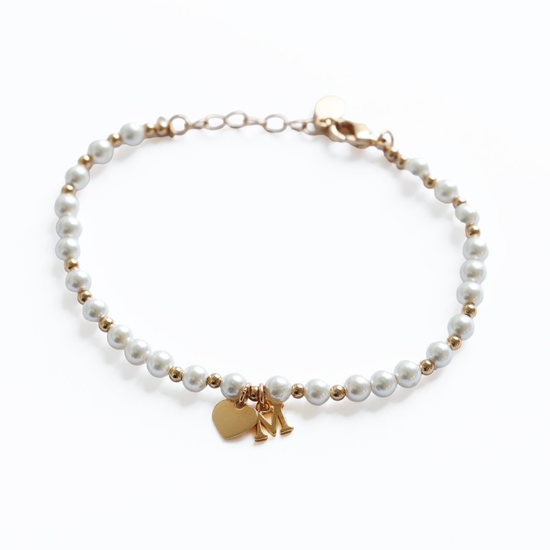 Bracelet Stella or et perles d'eau douce personnalisable