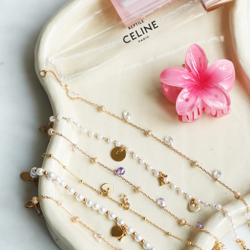 Bracelet Stella or et perles d'eau douce personnalisable