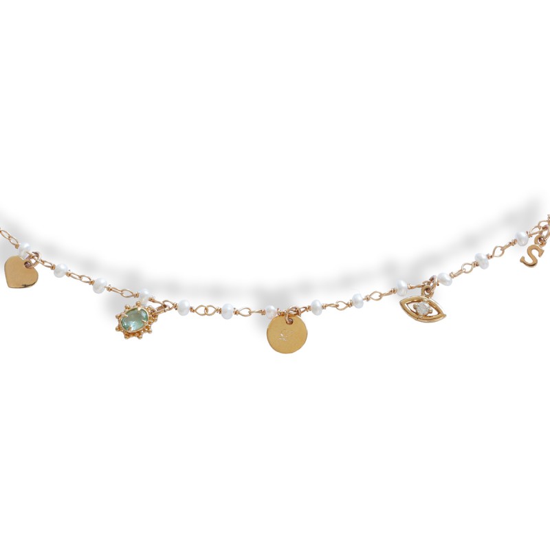 Collier Maya or et perles d'eau douce personnalisable