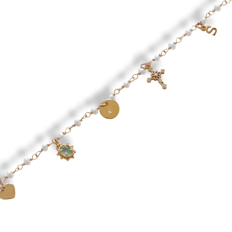 Collier Maya or et perles d'eau douce personnalisable