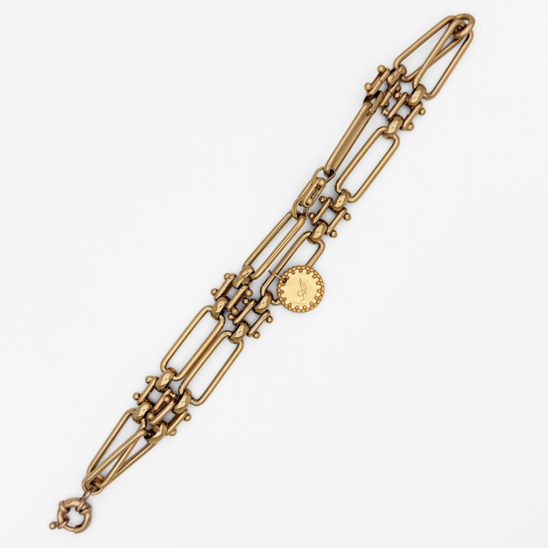 Bracelet Positano médaille à deux rangs or