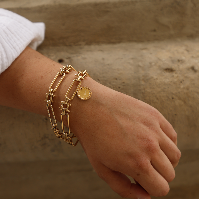 Bracelet Positano médaille à deux rangs or