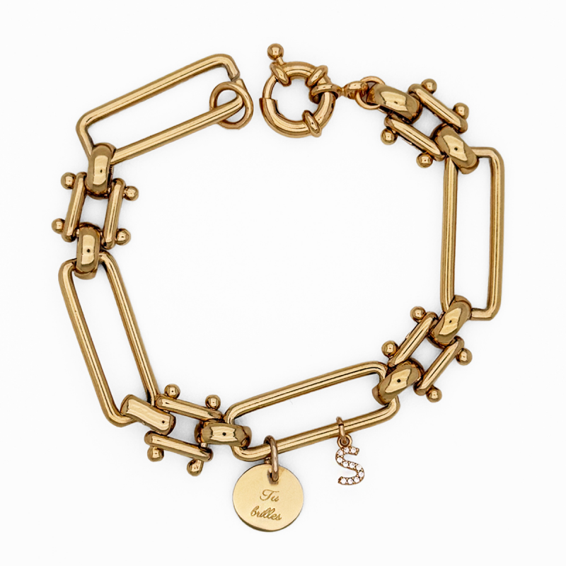 Bracelet Positano médaille et lettre or