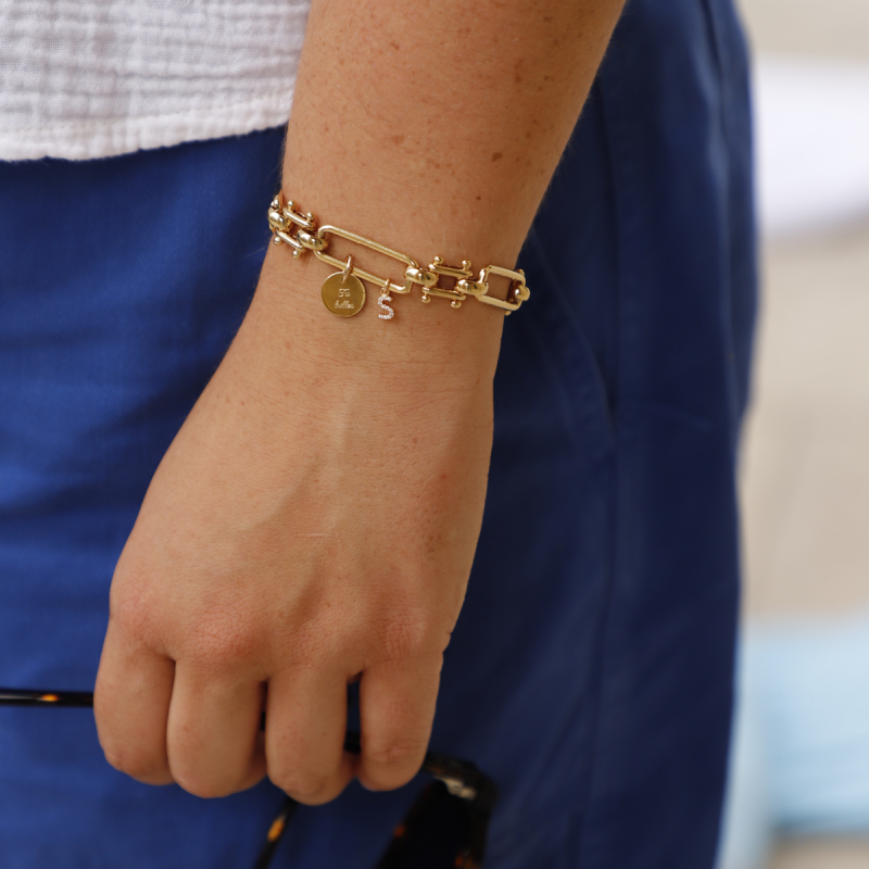 Bracelet Positano médaille et lettre or
