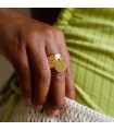Bague martelée réglable et son médaillon or personnalisable