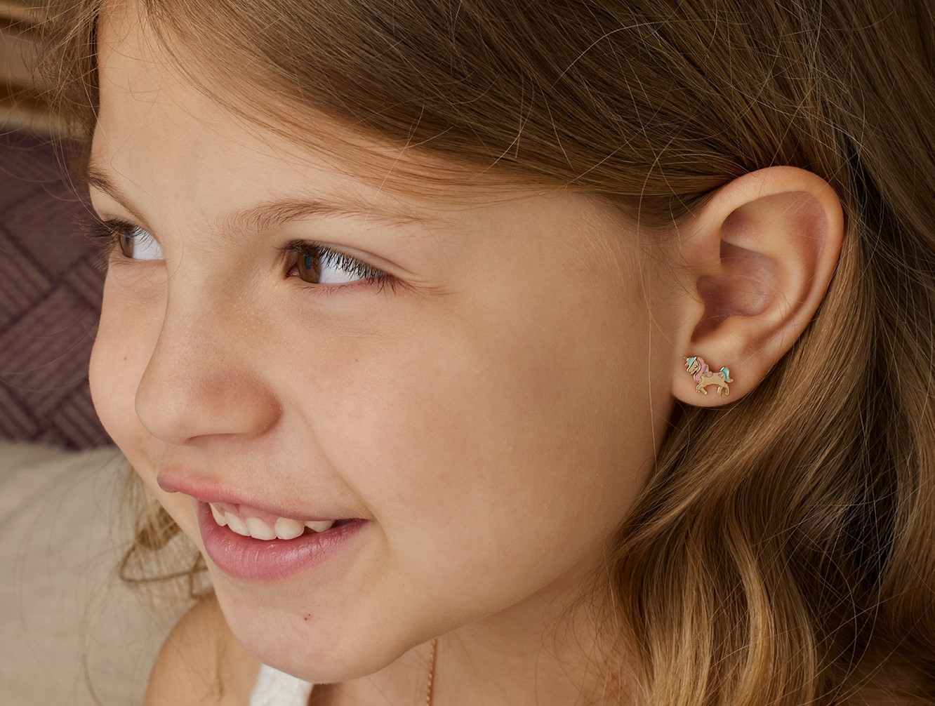 Boucles d'oreilles fille, Boucles d'oreilles enfants en argent, Boucles d' oreilles